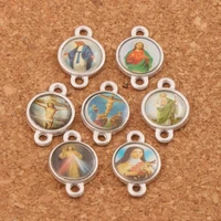250pcs catholic religious church medals saints cross connector charm beads alloy jewelry diy l1805