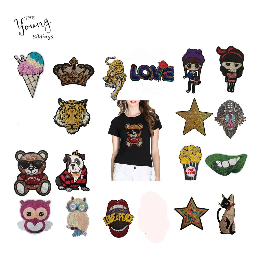 Мультяшная смесь железные значки на одежду нашивки в виде медведя совы тигра