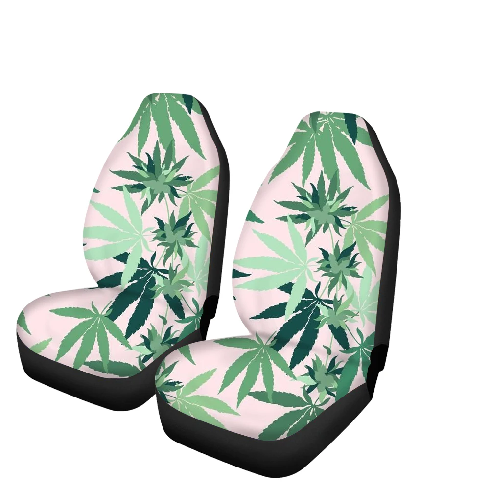 

Fashion Leaf Design 2Pcs Front Seat Cover Fit Most Cars Comfortable Vehicle Seat Protector High Quality Cover Cushion Covers