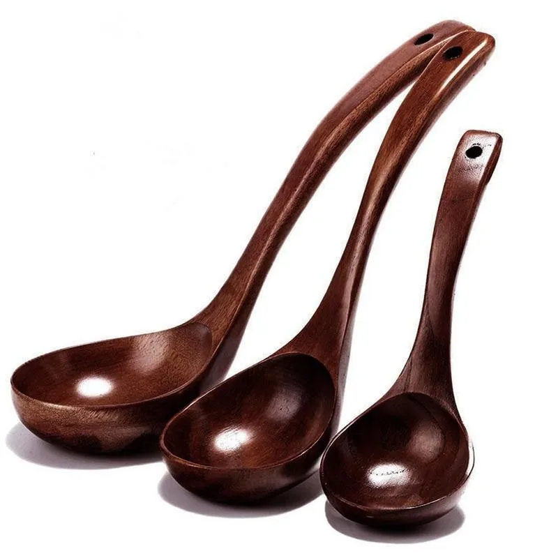 

Long Handle Wooden Spoon Soup Cooking Curved Spoon S, With M, Hole For Home Mixing Hanging Kitchen Soup L S9K2