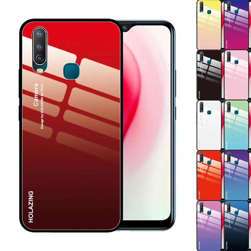 Чехол из закаленного стекла с градиентом и кристаллами для VIVO Y15 Y17 Y12 U3X U10 Y93 Y85 Y81 Y71