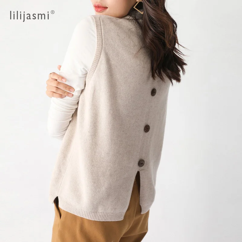  Представляет женский свитер с o-образным вырезом 100% шерстяное платье-майка 2020