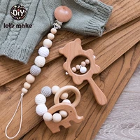 lets make 1set baby toys wooden rattle infant babyplay baby rattle personalized pacifier chain rattles for 0 12months baby kids