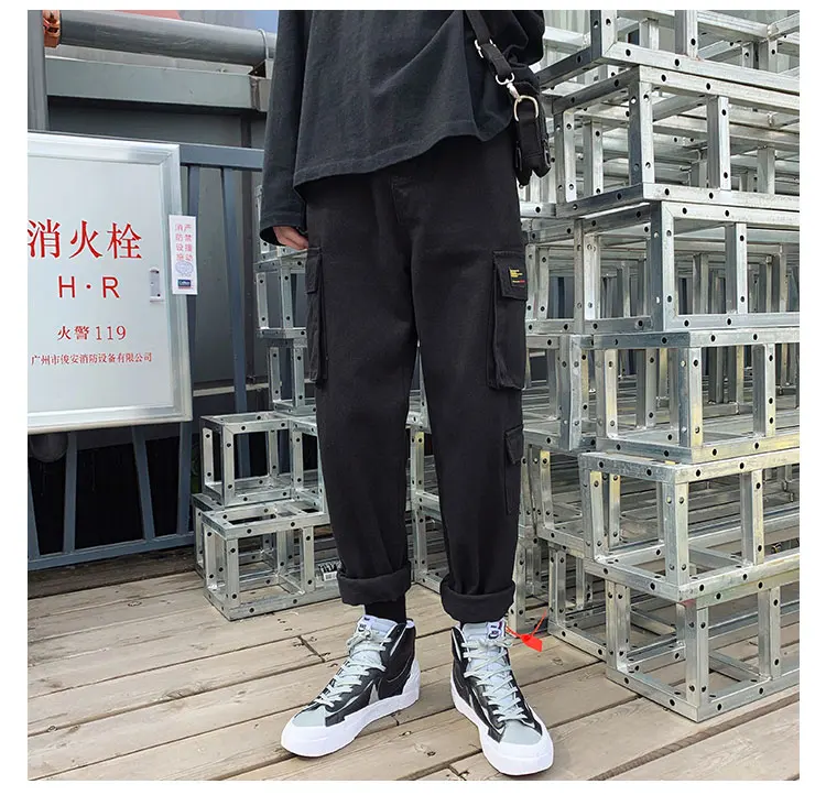 LAPPSTER Men Streetwear Cargo Pants Mens Overalls Hip Hop Joggers Thick Winter Sweatpants Male Harem Fashoins Track Pants