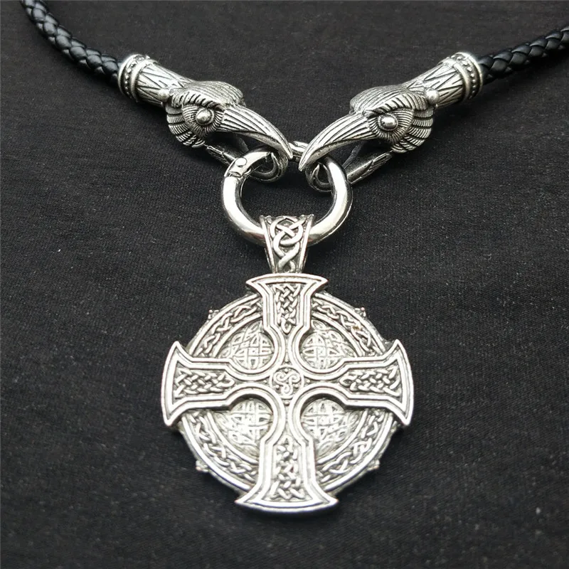 Nordic Viking Talisman Sieraden Celt Druid Cross Hanger Met Pu Lederen Raven Head Collier Mannen Etnische Sieraden Nordic Viking Talisman Sieraden Celt Druid Cross Hanger Met Pu Lederen Raven Head Collier Mannen Etnische Sieraden