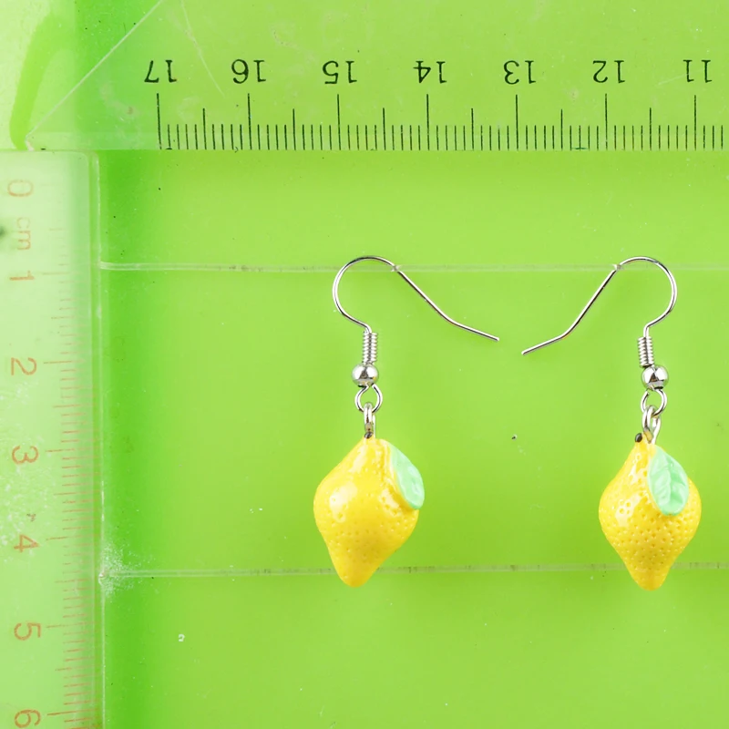 DIY Мода девушка из смолы в форме продуктов питания 3D фрукты лимон серьги-подвески