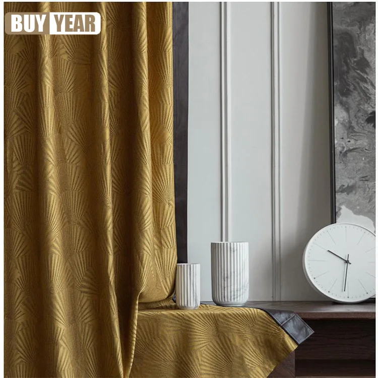 

2022 New Chinese Style Light Luxury Fan-faced Jacquard Shading Curtains, Living Room Study Shading Rough Customization