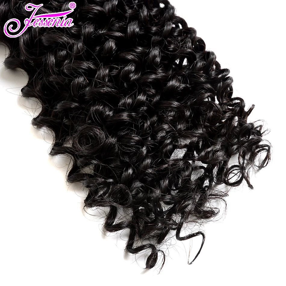 Jessenia 4 Связки афро кудрявый вьющиеся волосы пучки малазийские плетение пучков