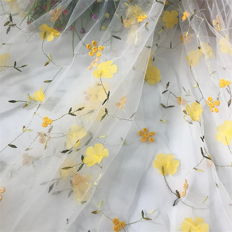 3D вышитая Цветочная сетчатая ткань кружевная одежда свадебное платье вышивка