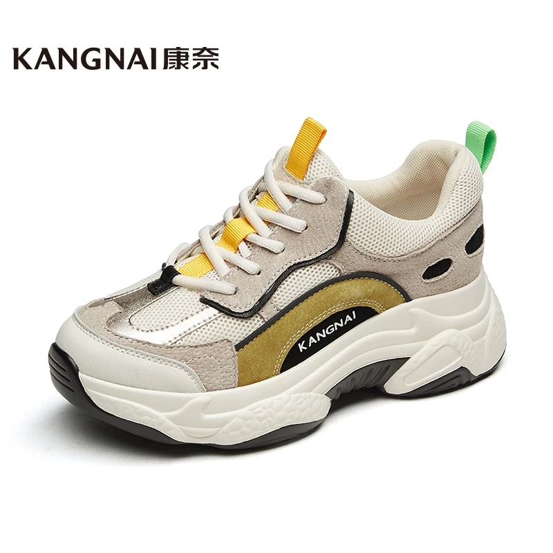 

Кроссовки KANGNAI женские на плоской платформе, легкие спортивные сникерсы для бега, на шнуровке, модная повседневная обувь, разные цвета