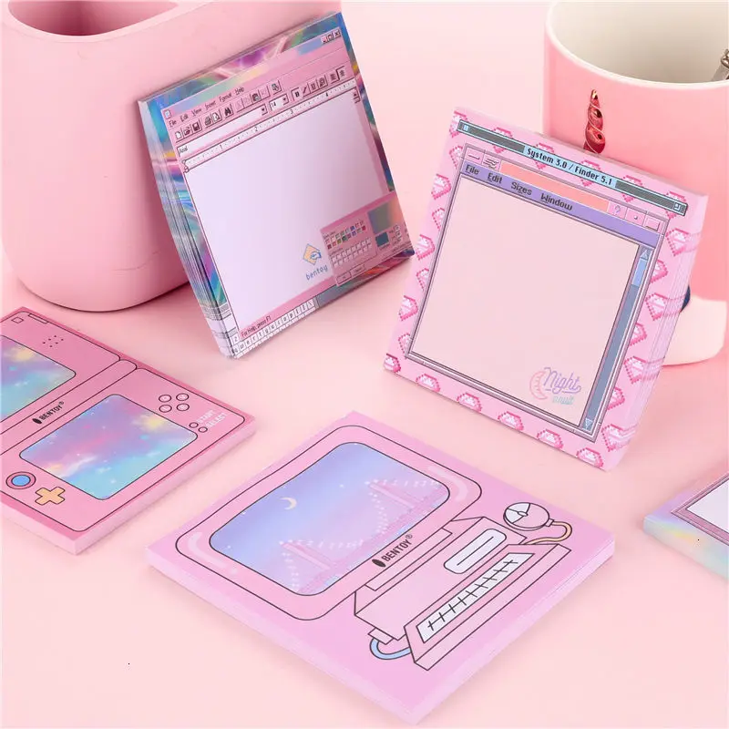 Компьютерная игра Машина Планировщик Блокнот 50 листов Kawaii клейкая бумага для заметок, Канцтовары милые Papeleria Скрапбукинг Блокнот подарок 01960
