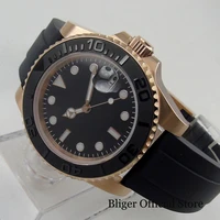 bliger sub japan 24 jewels nh35 pt5000 all rose gold automatic mens watch ceremic bezel screw crown brushed insert sterile dial