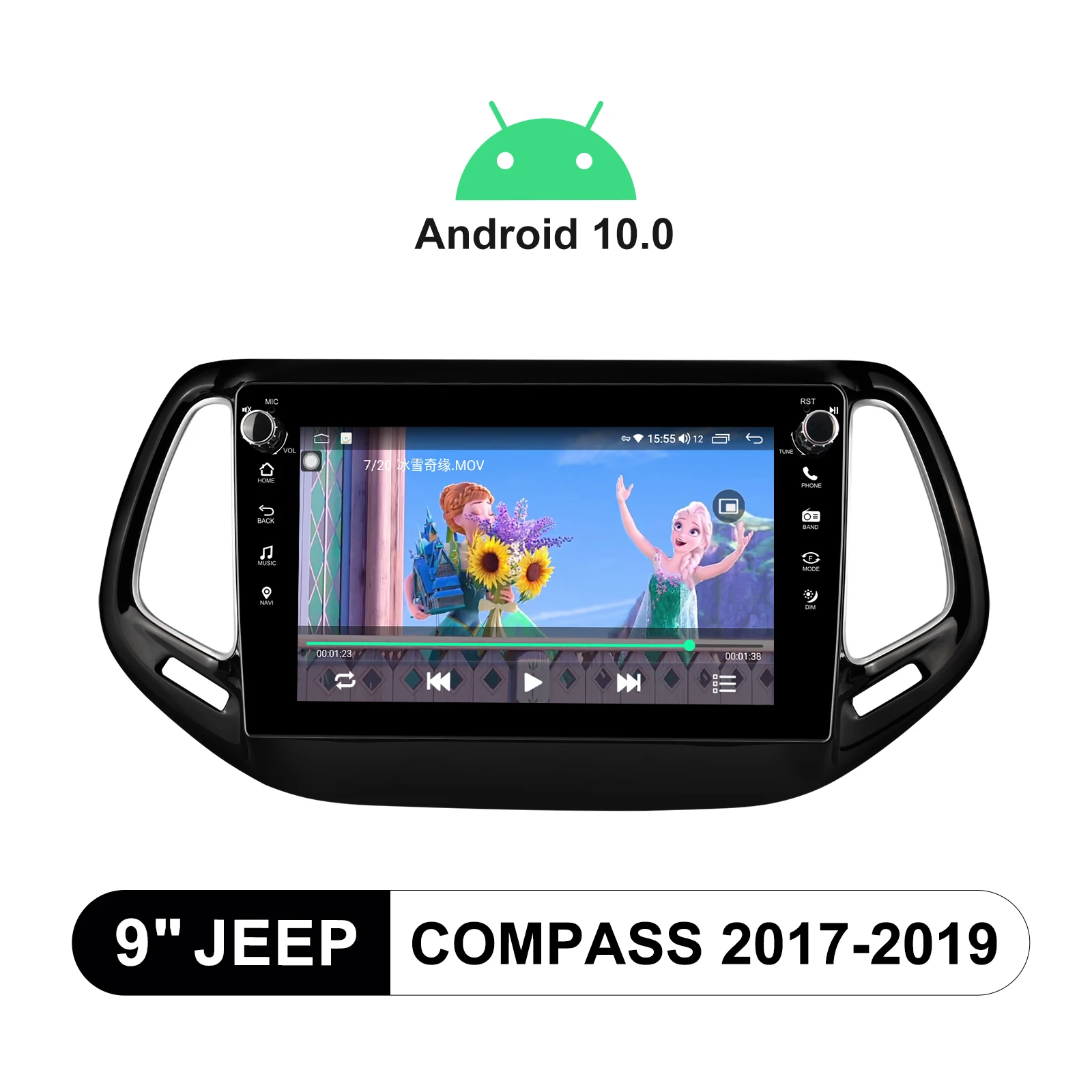 

9 Inch Android 10.0 Stereo Bluetooth5.1 Car Multimedia Player 4GB RAM 64GB ROM 4G HD FM Audio Stereo For Jeep Compass 2017-2019