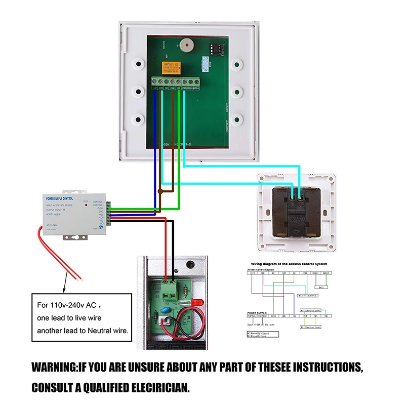 TZAD2000M-04 RFID Door Access Control System Kit Home Security with 150KA Cathode Lock Proximity Entry Keypad 10 Ke |