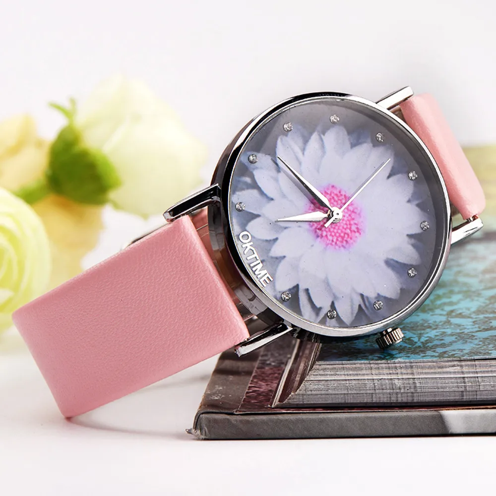 

Oktime Zegarek Damski Men Women Watch Simple Casual Canvas Leather Analog Quartz Watchs Lotus Stylish Wristwatch F3
