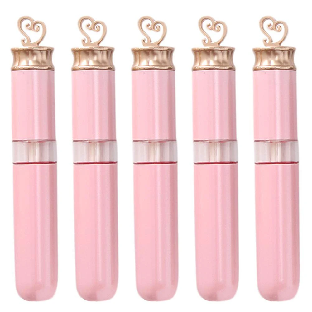 

5 штук 6 мл розовый блеск для губ пустые трубки Золотое сердце Форма Топ, губной Помады Косметический контейнер для упаковки