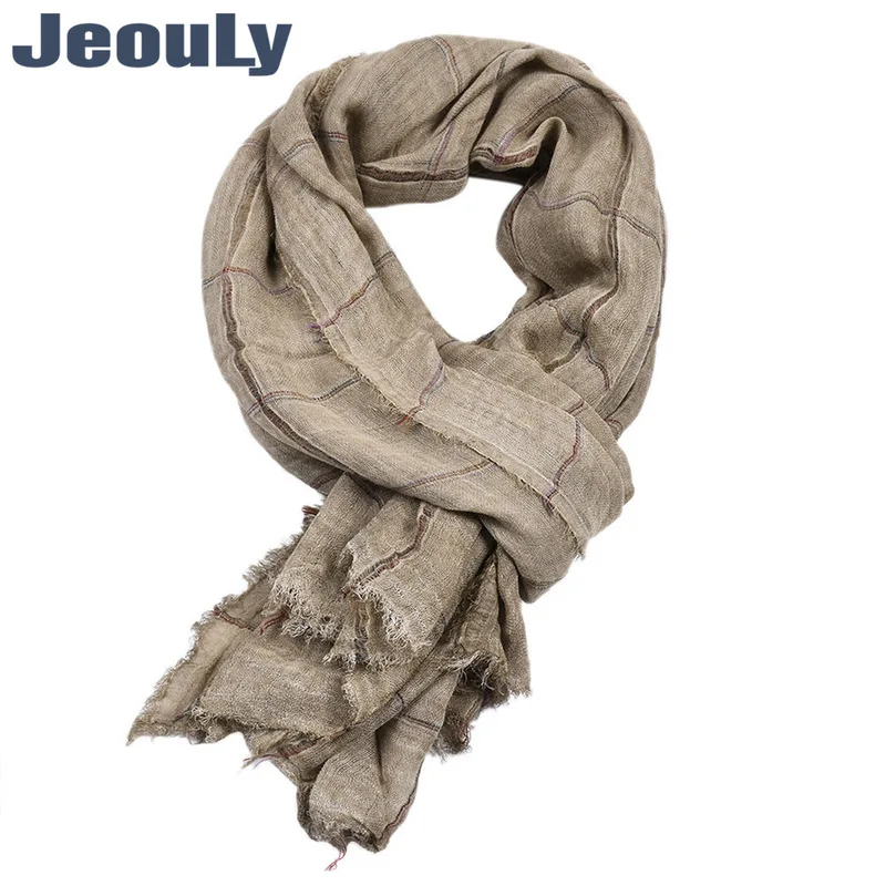 

new 2019 cotton and linen yarn-dyed grid scarf female Europe and America brand lovers qiu dong fold collar custom LOGO