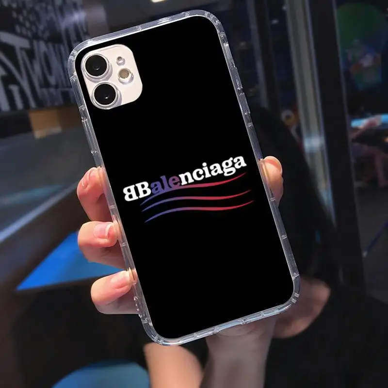 

Fashion Luxury Brand Soft Phone Case Transparent Case For Iphone 6 6s 7 8 Plus XR X XS 11 12 Pro Max B-Balenciagass