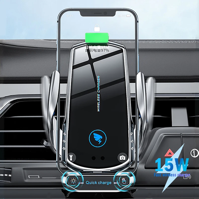 

Automatic Clamping 15W Car Wireless Charger Holder Air Vent Mount Car Phone Stand For iPhone 12 11 Pro Max Xiaomi 11 Huawei P40