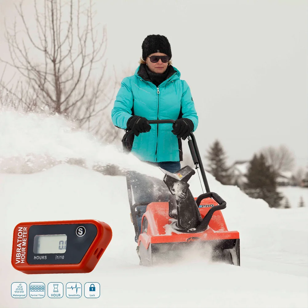 Водонепроницаемый ЖК дисплей Беспроводной вибрации счетчик моточасов для
