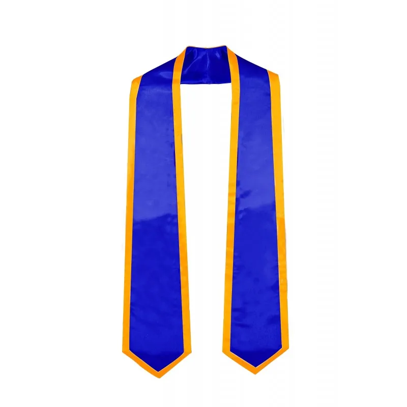 Шаль для выпускников 180*14 см с логотипом на заказ сапфирово-синий золотой