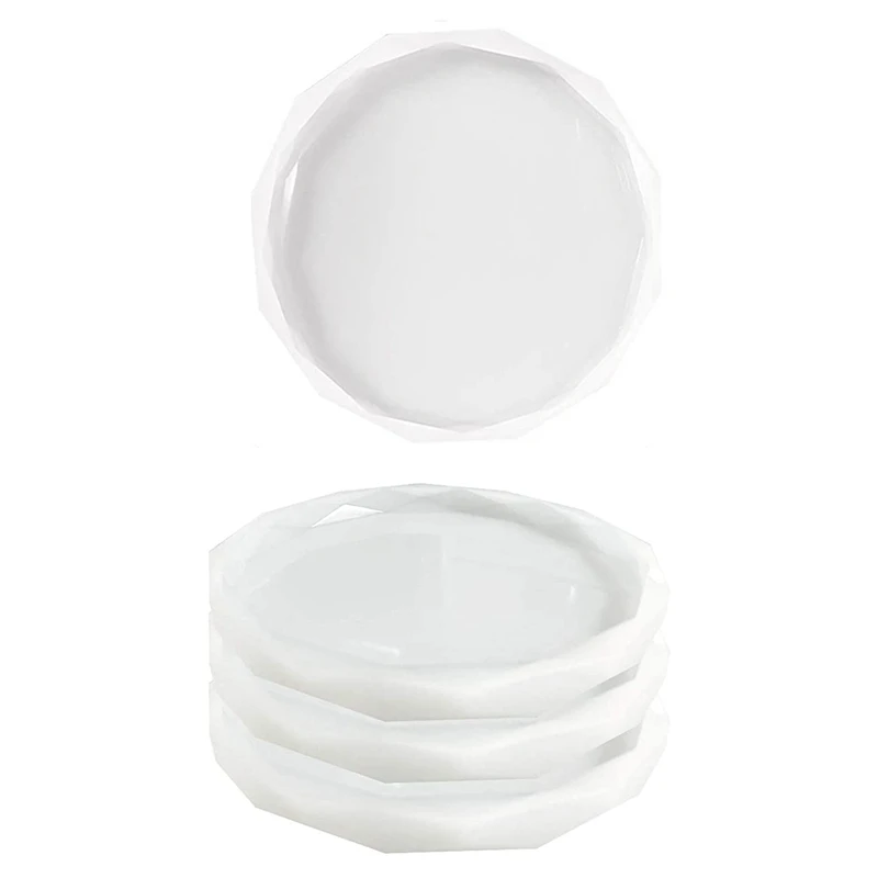 

4Pack Coaster Molds for Resin Casting,Epoxy Resin Silicone Molds for Making Agate Slice Coasters,Cups Mats,Home Decor