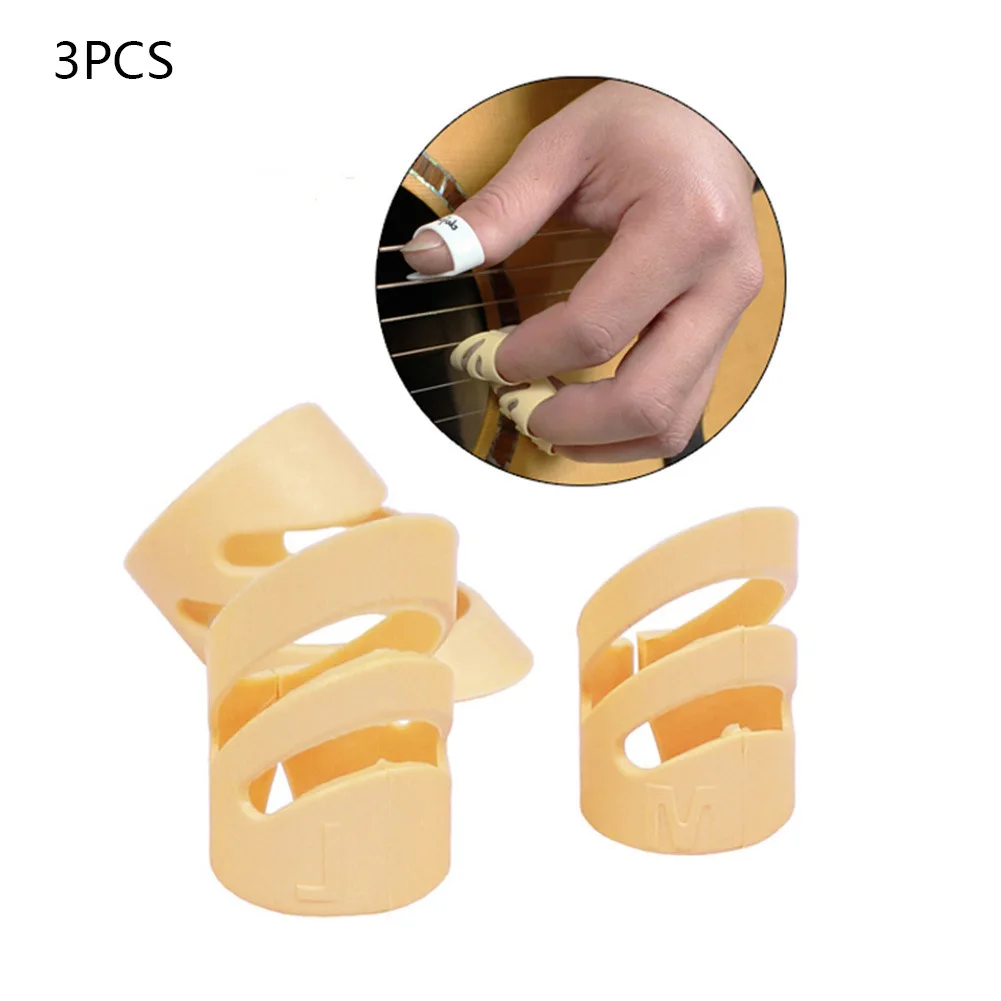 

3 Pcs Guitar Picks Alaska Adjustable Finger Picks Medium And Large DIY Guitar Ring Finger Cots Nail Can Be Trimmed Accessory