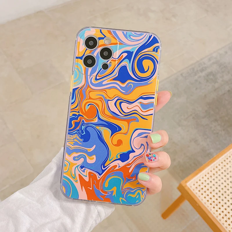 

Wave Pattern Graffiti Phone Case For iphone 12 11 Pro Max X XS XR 8 7 Plus SE 2020 Protection Silicone Soft TPU Back Cover Shell