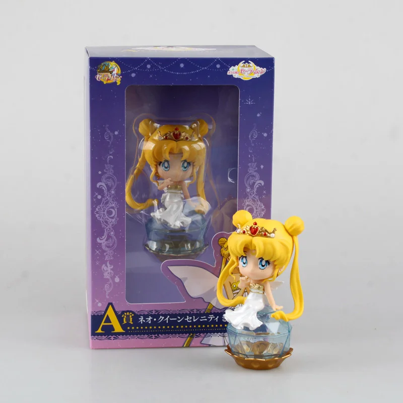 

Japan Cartoons Q Version Anime Action Figures Sailor Moon Tsukino Usagi Doll PVC Movable Model Toys Figurine Collectible