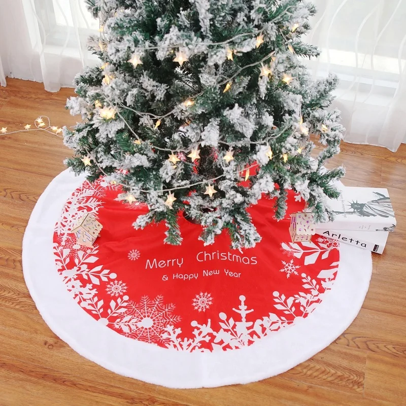 

120 см юбка для рождественской елки 2021 Новогодние украшения для дома из искусственного меха плюшевый белый Серебряный Снежинка коврик для ро...