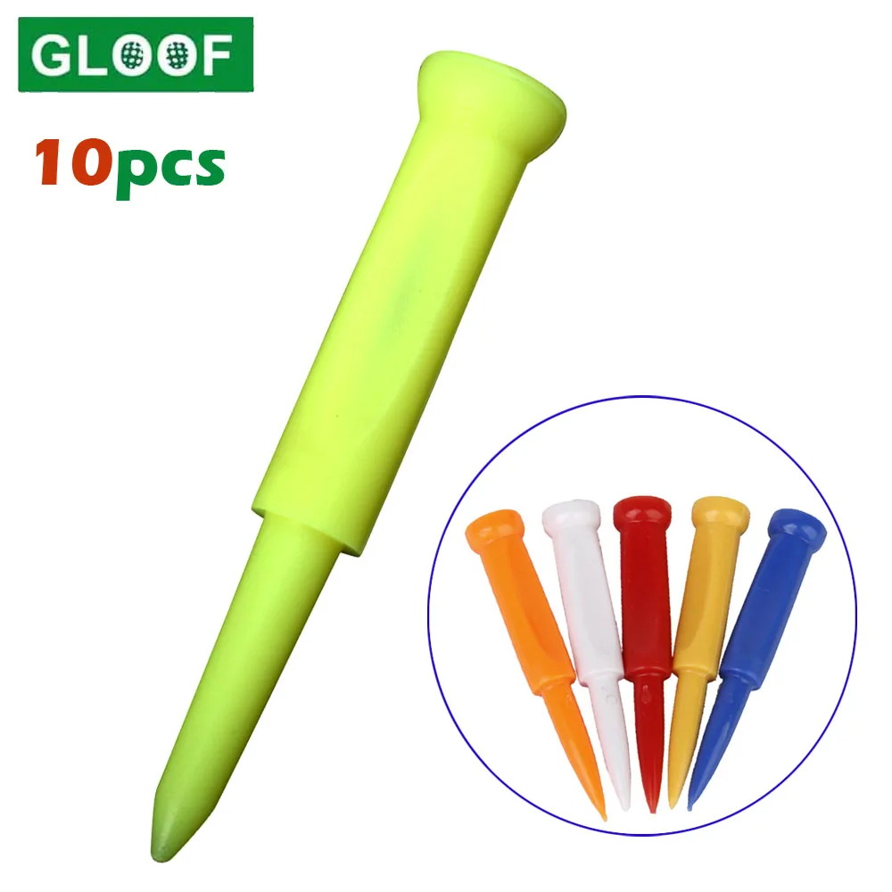 

10Pcs/Set Golf Tee Outdoor Or Indoor Sport Plastic Golf Ball Tees Fluorescent Night Playing Golf Tee Multi Colors 70mm