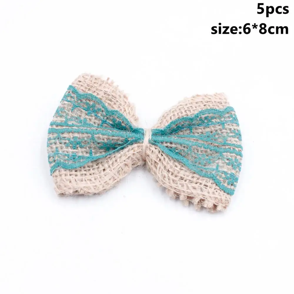 5pcs Bowknot 1 Taop 2m Toile De Jute Burlap Vintage Rustic Wedding Accessories Colored Ficelle Jute Juta Sackcloth Natural Chemin De Table Jute - Цвет: 5pcs Bowknot 1
