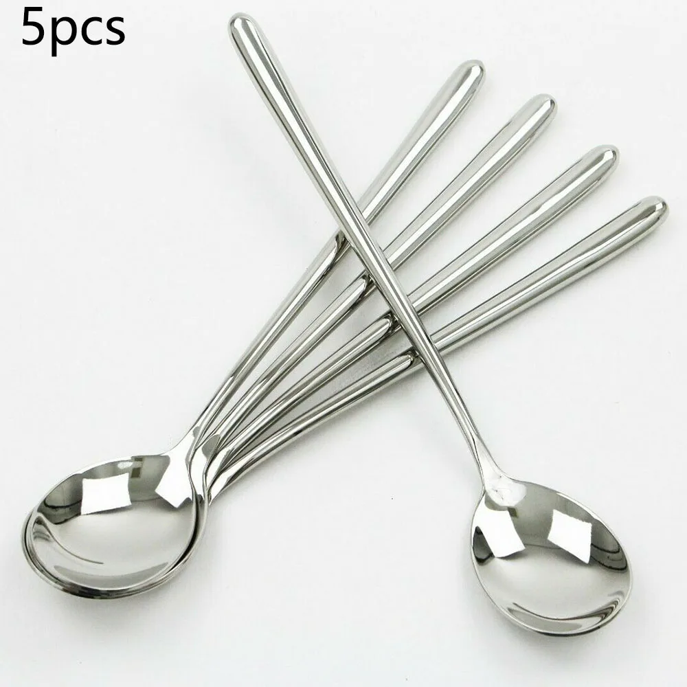 

Stainless Steel Spoon 5PCS/Set For Household Kitchen Functional Silver