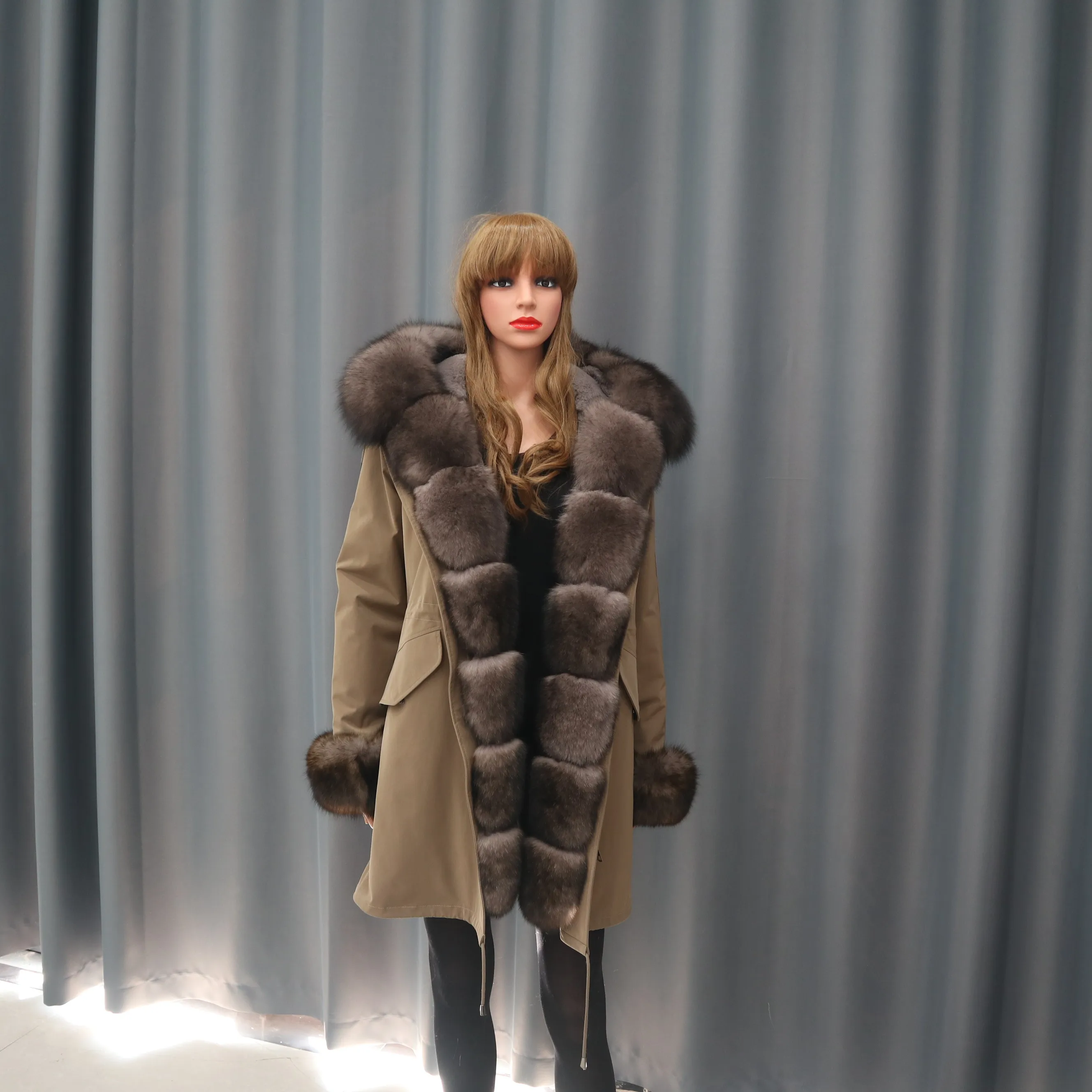 2019 натуральное меховое пальто водонепроницаемая зимняя куртка женское длинное