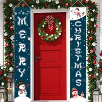 Merry Christmas Decoration Home 2021 Ornament Decoration Door Curtain Hanging Flag Christmas Banner Outdoor Scene Decoration