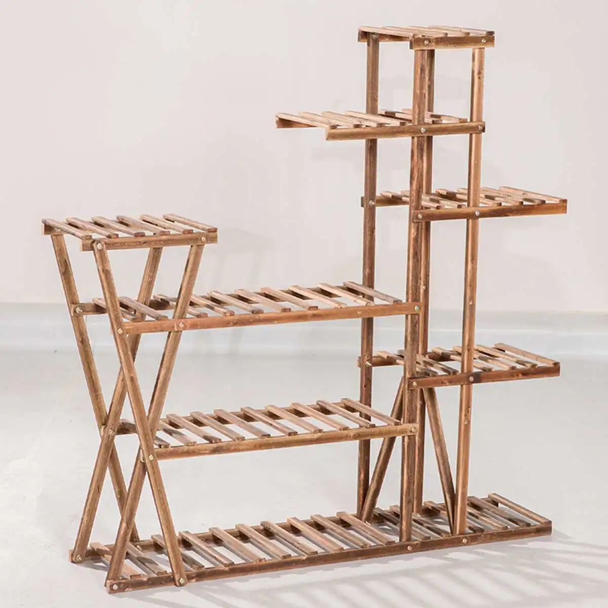 

Multi-Tier Wooden Flower Stand Plants Shelf Flower Potted Windmill Plant Holder Display Outdoor Decor Planting Tools Kit