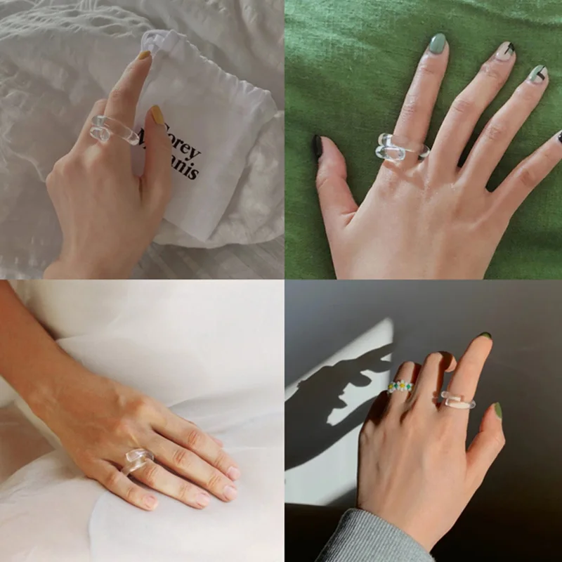 Кольцо AOMU с прозрачными акриловыми цветами женское стильное Ювелирное Украшение