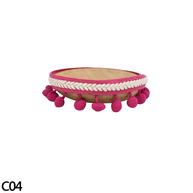 C04-3yards Lace Fabric 3Yards 1.3cm Tassel Ball Fringe Ribbons DIY Material Apparel Sewing Accessories Pompom Trim Pom Pom Home Decorations - Цвет: C04-3yards