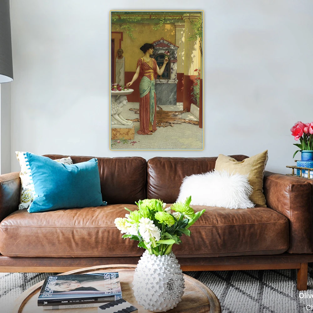 

Citon John William Godwardã€ŠThe Bouquetã€‹Canvas Art Oil Painting Artwork Picture Wall Hanging Decorations Home Living Room Decor