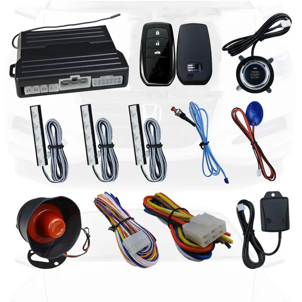 

Car Alarm System With Keyless Entry Remote Engine Start Keyless Go Shock Warning Universal Version For DC12v Cars