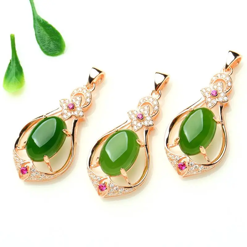 

18K Rose Gold Jade Necklace Pendant for Women Brincos 18k gold jewelry bijoux femme jade bizuteria chain naszyjnik necklace
