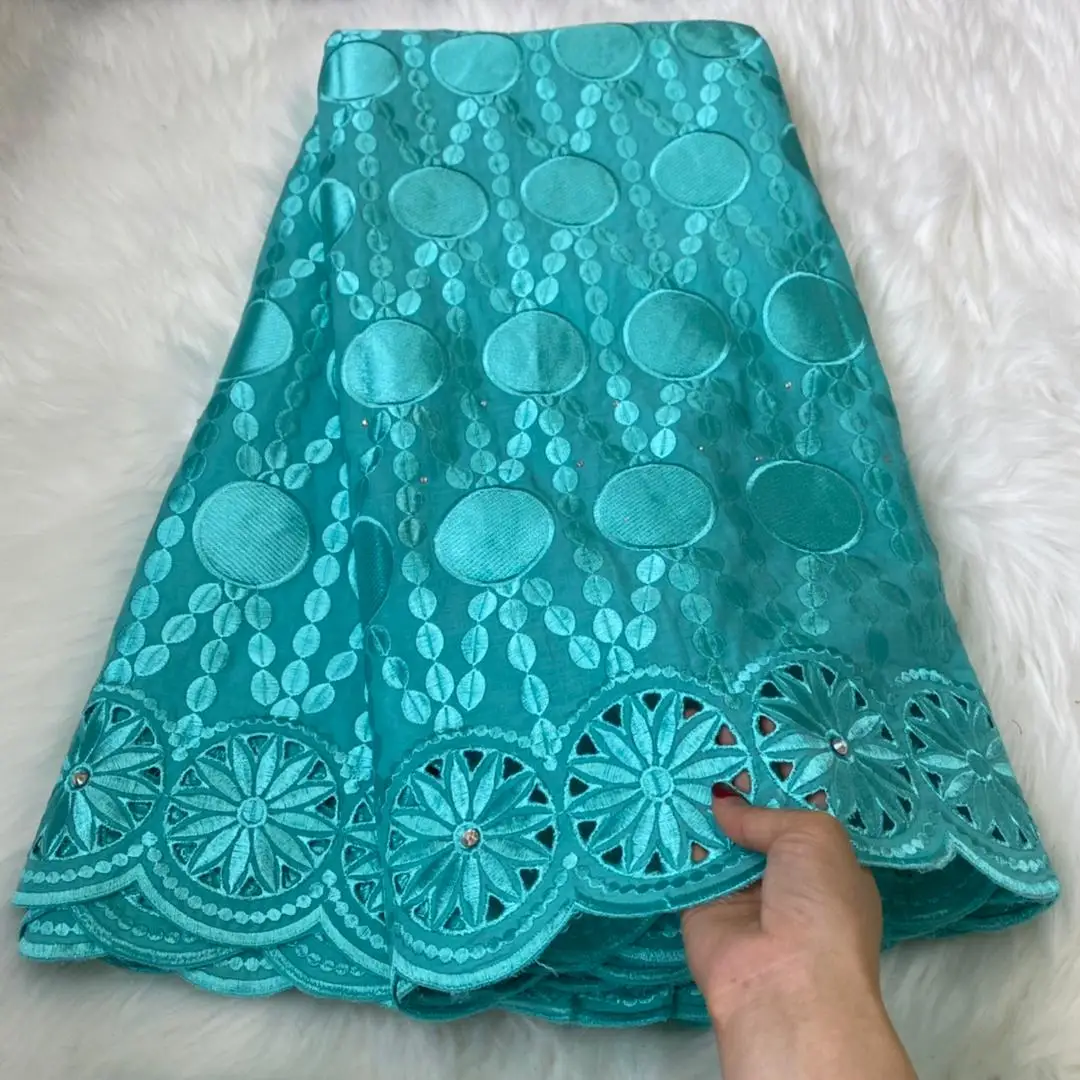 

5 yard Swiss lace fabric 2021 latest heavy beaded embroidery African cotton fabrics Swiss voile lace popular Dubai style 7L1025
