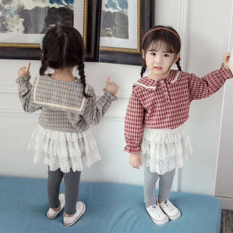 Детская одежда для девочек осенняя Повседневная рубашка в школьном стиле с