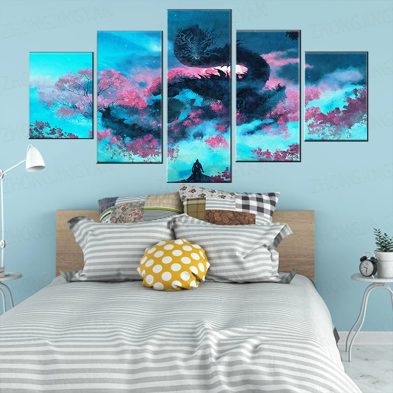 Холст искусство стен 5 шт. SEKIRO: Тени умирают дважды картины видеоигр для гостиной