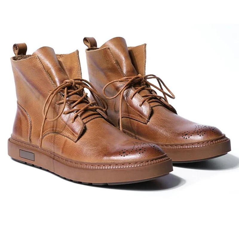 Повседневные ботинки Мужская зимняя обувь Ботинки из натуральной кожи на