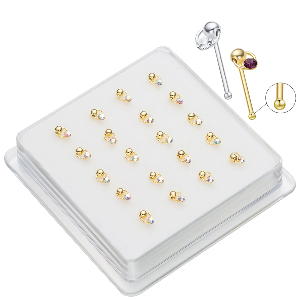 

20Pcs/Pack 925 Sterling Silver Fine Jewelry Nose Piercing Nose Ring Nose Pin Stud Nose Hoop Fashion Body Jewelry Piercing Nariz