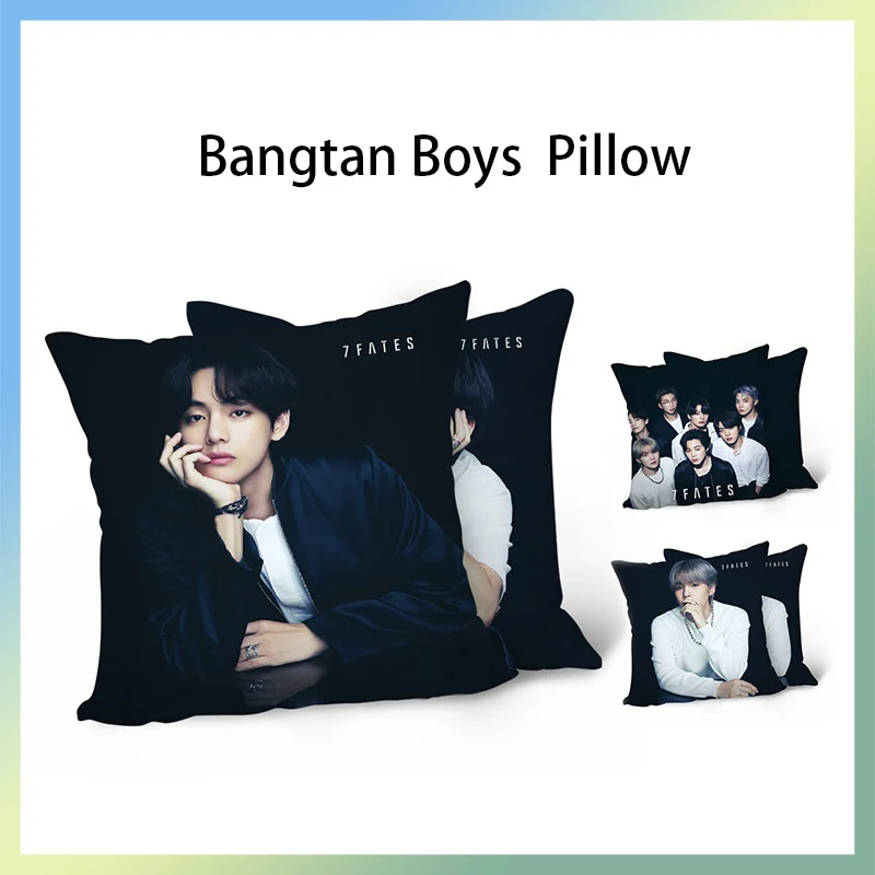 

KPOP Jung Kook JIN SUGA V RM J-Hope JIMIN 7FATES Double-Sided Printing Soft Pillow Car Lumbar Cushion Room Decoration Fans Gifts