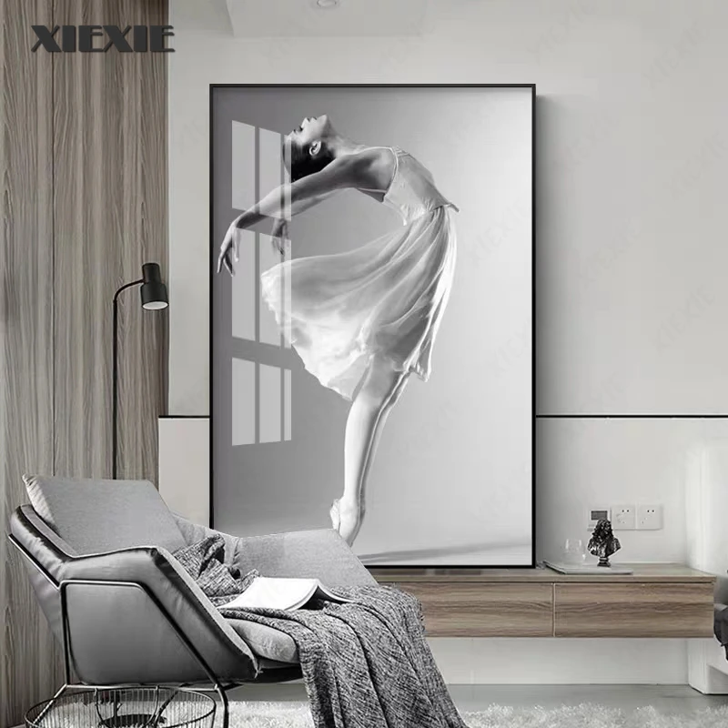 

Black and White Canvas Painting Ballet Dance Posters and Prints Nordic Style Girl Portrait Pictures for Home Wall Art Decoration