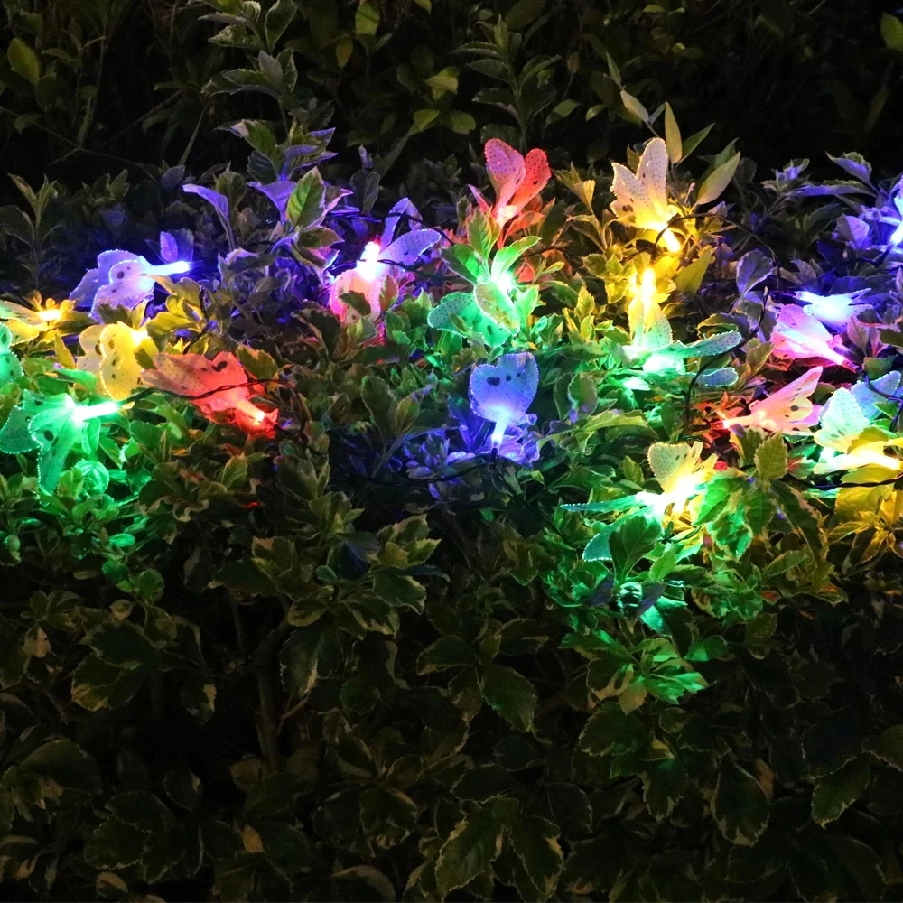 

12/20 Led Outdoor Solar Butterfly Fiber Optic Fairy Lights Waterproof Garden Light Christmas String Light Yard Patio Decor Light