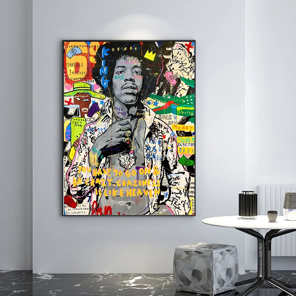 

Graffiti Pop Art Singer Hip Hop PortraiPoster Painting Canvas Print Wall Picture For Living Room Home Decoration Frameless